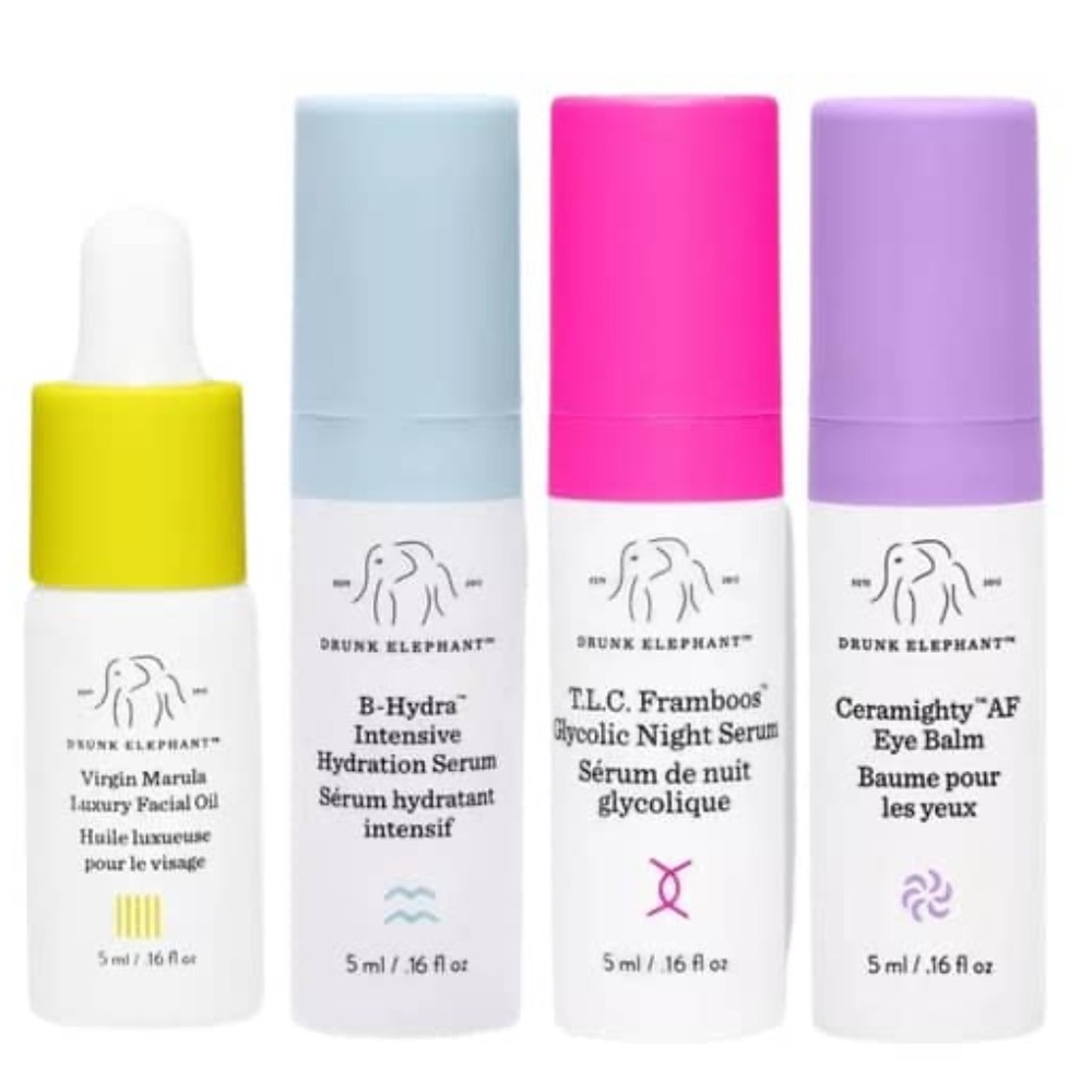 DRUNK ELEPHANT 4p Set Face Oil Night Serum Hydration Serum Eye Balm $60 NWT